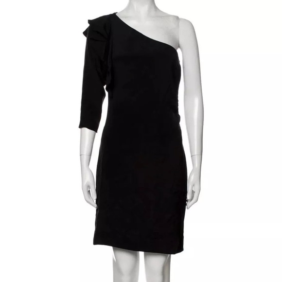 Diane Von Furstenberg Silk One Shoulder Black Mini Dress - Picture 1 of 8